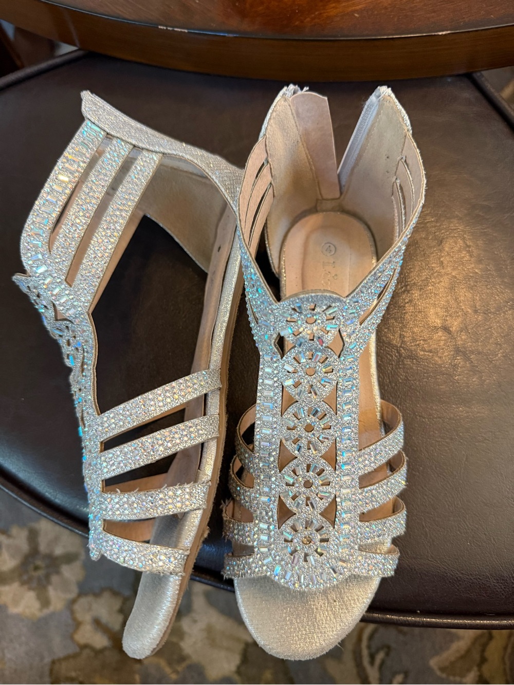 Link Silver Rhinestone Embellished Women's Sandals